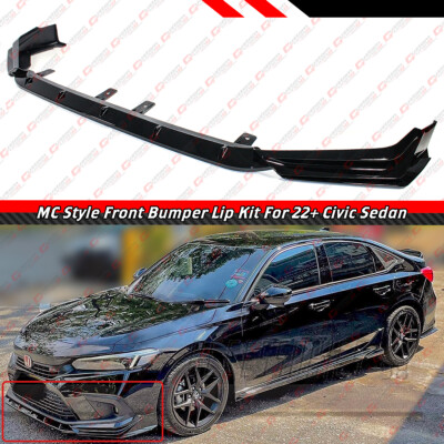 For 2022-2024 Honda Civic MC Style JDM Black Pearl Front Bumper Lip Splitter Kit