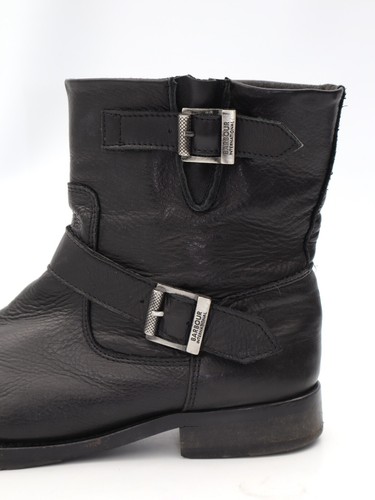 Barbour Lima Biker Boots Ankle Calf Buckle Slip On Leather Black UK 8 EU 41 - Picture 6 of 9