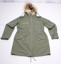 Sea Gypsies Womens Xs Army Green Faux Fur Trim Lightweight Parka Coat