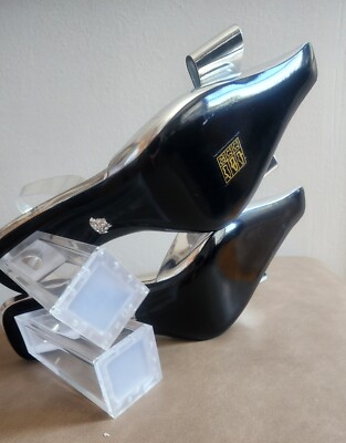 ヴェルサーチェ レザー メデューサスニーカー シルバー VERSACE Silver Leather MEDUSA LOGO Point Toe SLINGBACK HEELS