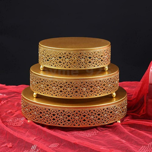 Retro Cake Stand Round Metal Display Pedestal Plate Tower Wedding Home Decor - Foto 4 di 15