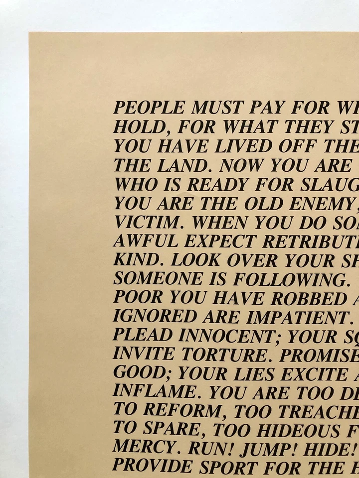 Impresión litográfica offset ensayo inflamatorio Jenny Holzer 17" x 17" (1979-82) Foto 2 de 2