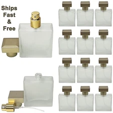 25ml 0.85oz empty perfume frosted glass square spray bottles metal gold atomizer