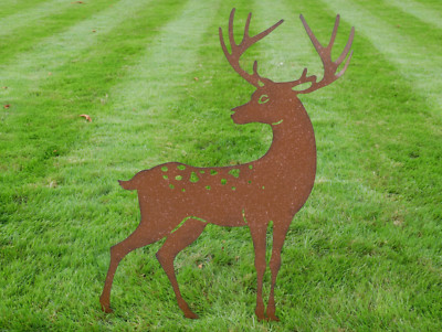 Rostiger Metall Garten Hirsch Rentier Hirsch Pfahl Rasendekoration Ornament Statue