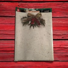 NEW Christmas Stationary Gartner Studios Paper Holly Gold Bow 25 Sheets