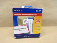Brother Genuine, DK-2205 Continuous Paper Label Roll, Cut-to-Length Label, 2.4” 