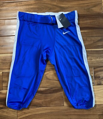 Nike Engineered White Navy Blue Authentic Football Pants Adult L Stretch PRO NWT