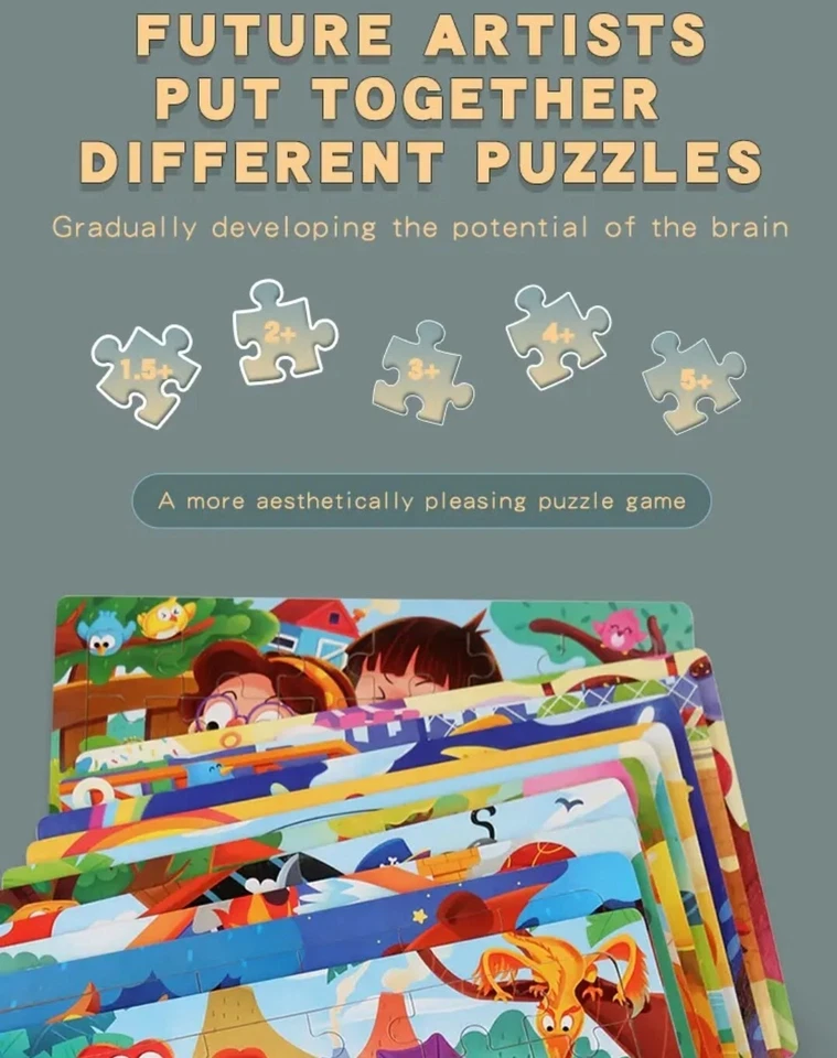 Cute Dinosaur 30 pieces Puzzle toy jigsaw for Kids Ages 3-8 Educational learning - Image 3 of 4