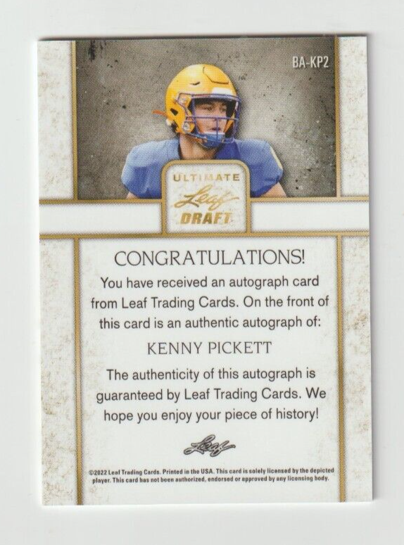 2022 ULTIMATE DRAFT KENNY PICKETT BAKP2 XRC ROOKIE AUTOGRAPH NRMT eBay