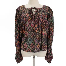 Love the Label NWT Long Sleeve Blouse w/ Tie Neckline Size XS Kaleidoscope Multi