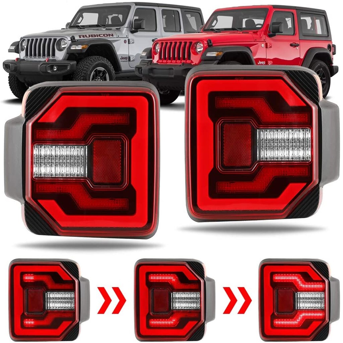 LED Tail Lights Sequential Brake Lamps For 2018-2025 Jeep Wrangler