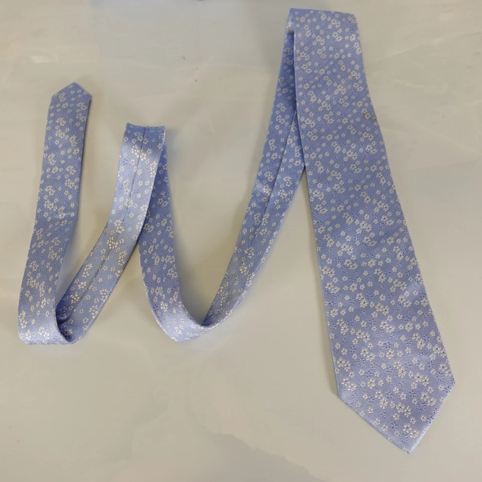 Gianni Corbata Cuello Hombres Azul Floral Seda Traje Hawaiano Clásico Brillante Tropical Italia Foto 4 de 4