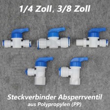 1/4" 3/8" Steckverbinder Absperrhahn Spülventil für RO Umkehrosmose Wasserfilter