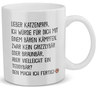 Katzenpapa Tasse Geschenk Cat Dads Katze Sruchtasse Männer Jungs Haferl Kater