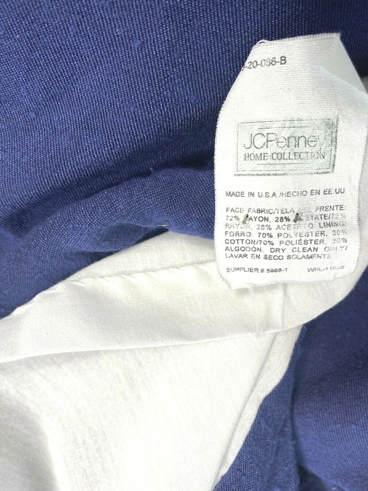 4 Vintage JC Penney Retired Curtains Panels Drapes Navy Blue Solid Set Tab Top - Image 3 of 4