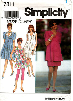 Simplicity 7811 Maternity Leggings Skirt Dress Tunic Sewing Pattern Uncut 18-24