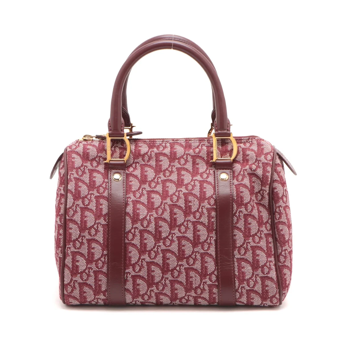 Sac à main Christian Dior trotteur toile et cuir bordeaux
