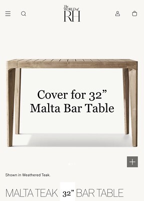 Restoration Hardware RH Patio Malta 32 Bar Height Table Cover  32 W x 32 D x 43