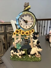 Vintage Young Town 08811 Quartz Movement  Pig Clock Piggies Farm Theme 11" Testd