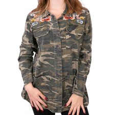 Mystree Boutique Large Johnny Floral Embroidered Camo Button Down Shacket P2