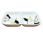 Red Wing LOTUS Divided Serving Bowl Dish 6.5x11" Mid Century Modern Hand Painted