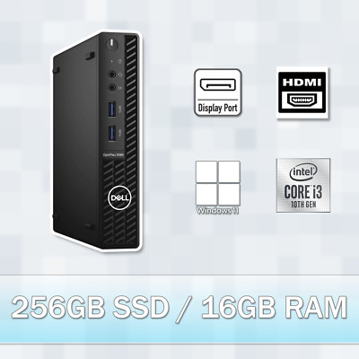 Dell Optiplex 3080 Micro WITH AC ADAPTER ( i3-10100T / 16GB RAM / 256GB SSD )