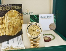 ROLEX 18kt Gold DayDate 36mm President Champagne Stick Dial 18238 - SANT BLANC 2