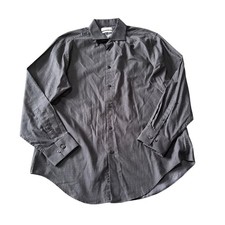 Calvin Klein Shirt Men's L Large Gray Button Up Long Sleeve Slim Fit Collared