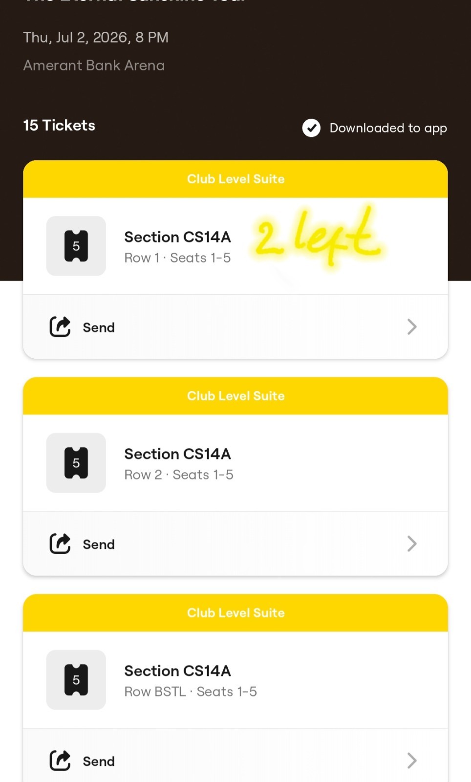 Tickets for a Private Suite for Ariana Grande July 2nd Concert Ticket Suite 14A