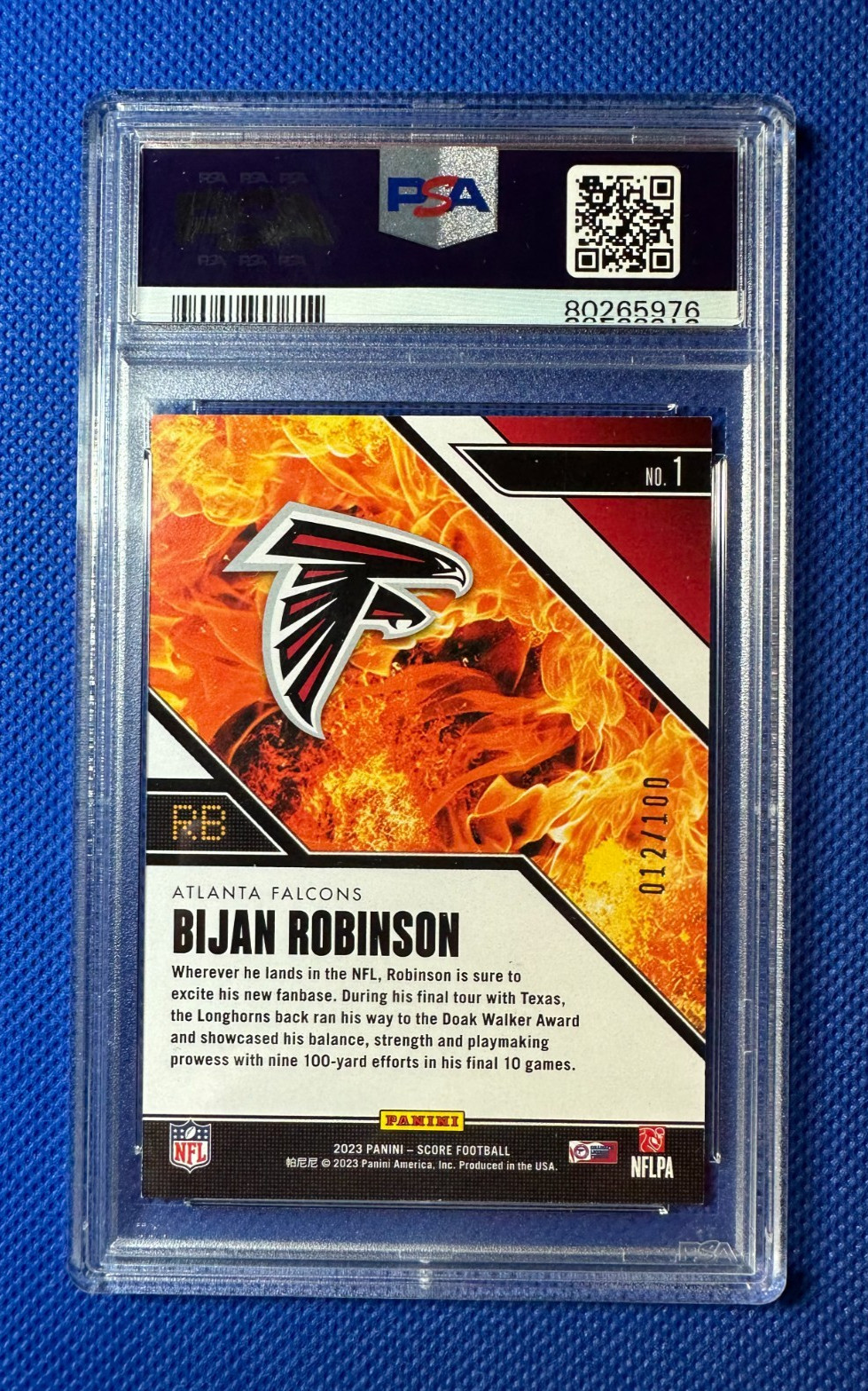 1/1 Bijan Robinson RC Score Showcase Panini 2023 PSA (8) ONLY 1 IN EXISTENCE view 6