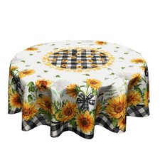 Mantel redondo de girasol de 60 pulgadas, cubierta de mesa floral para cocina