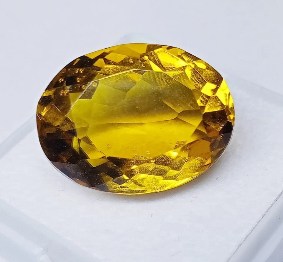 Best Quality 16-17 Ct Lab Created Yellow Topaz Oval Cut Loose Gemstone Certified