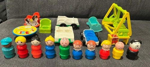 Vintage Fisher Price Little People Figures, Vehicles, Furniture:Mixed Pieces Lot