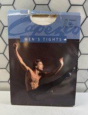CAPEZIO MEN'S KNIT FOOTED TIGHTS WITH BACK SEAMS, MT 11, WHITE, MED, BRAND NEW