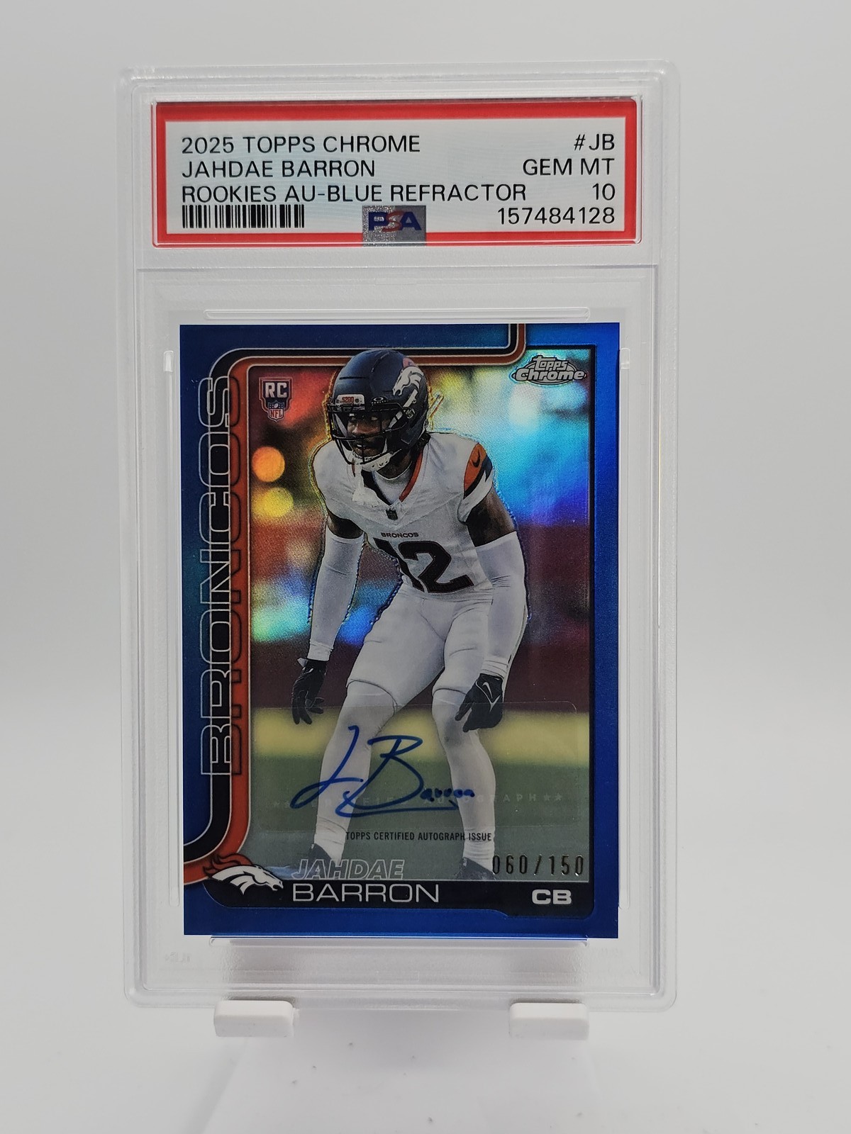 Jahdae Barron Topps Chrome Rookies Autograph #JB Blue Refractor