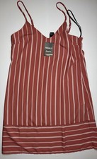 NWT Forever 21 Striped V-Neck Slip Dress Red White Strappy Mini Summer Medium M