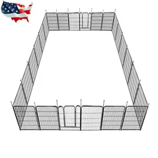 24/32/40" Dog Playpen Metal Exercise Puppy Pen Pet Fence 12/16/24/32 Panels