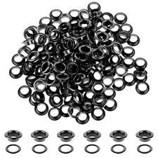 200 Sets Black Metal Eyelets, 1/4 Inch Eyelets and Grommets Kit Round Inner...