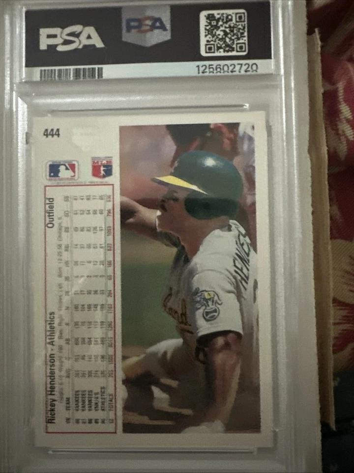 Upper Deck Rickey Henderson #444 Athletics 1991 PSA 9 Foto 2 de 2