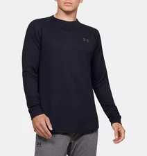 Under Armour Waffle Crew Long Sleeve Shirt Men Small Black 1302355 New