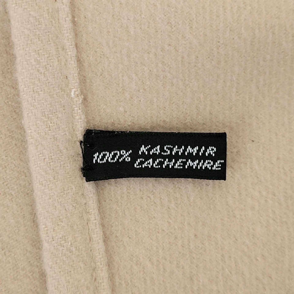 Poncho 100% Cachemira Beige Envoltura Flecos Borde Ojales Diseño OS Hecho en Italia Foto 4 de 4