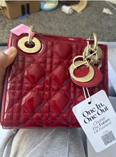 Dior Lady Dior Red Patent Leather Cannage Quilted Mini Bag Gold Hardware