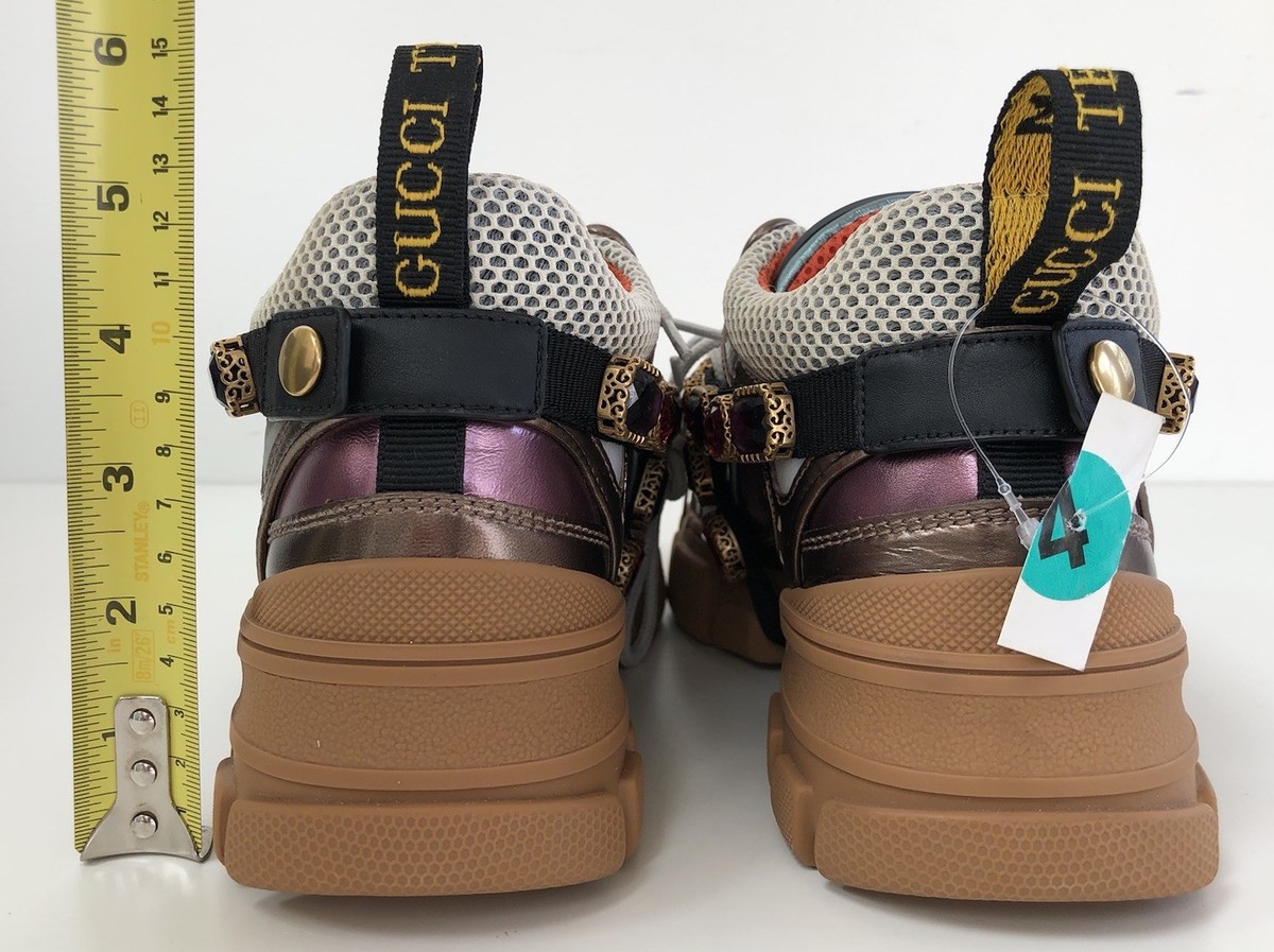 【Gucci 】キャンバスパンプス　37C NIB Gucci Women's EU 34.5 Flashtrek Leather Chunky Sneaker