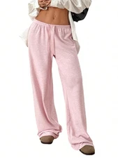 Women's High-Waisted Wide-Leg Lounge Pants With Elastic Waistband