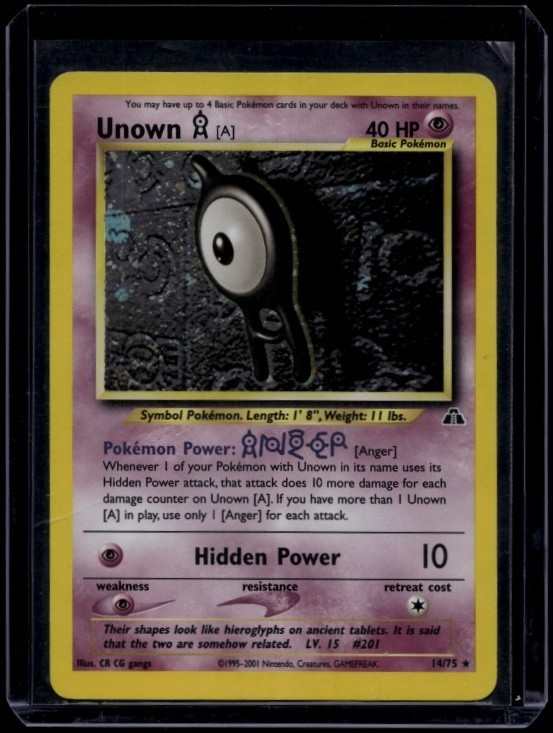 Pokemon TCG Unown A 14/75 Neo Discovery Holo Rare DMG
