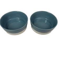 Boots Barkley Blue Stoneware Dog Bowls Set Of 2 Ceramic Pet Water Food Dish