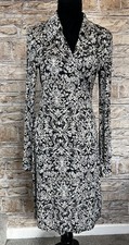 Diane Von Furstenberg DVF 100% Silk Black Cream Wrap Dress Paisley UK 16 (US 12)