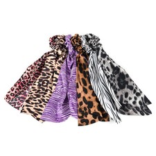 Nollia 6 Sets Animal Print Scrunchies With Matching Hair Ties, Satiny Fabric