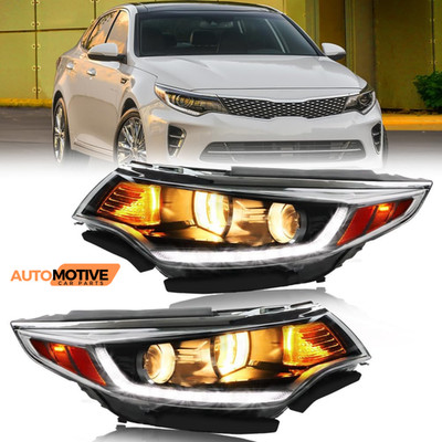 For 2016-2018 Kia Optima Assembly Headlight Halogen Headlamp W/LED Left+Right