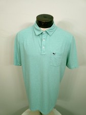 Vineyard Vines Edgartown Polo Mens L Green White Short Sleeve Polo Shirt